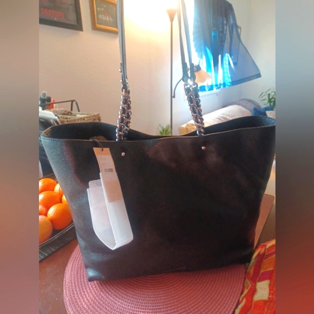 Rebecca Minkoff Leather Chain Tote Black